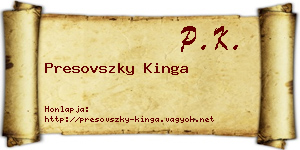 Presovszky Kinga névjegykártya